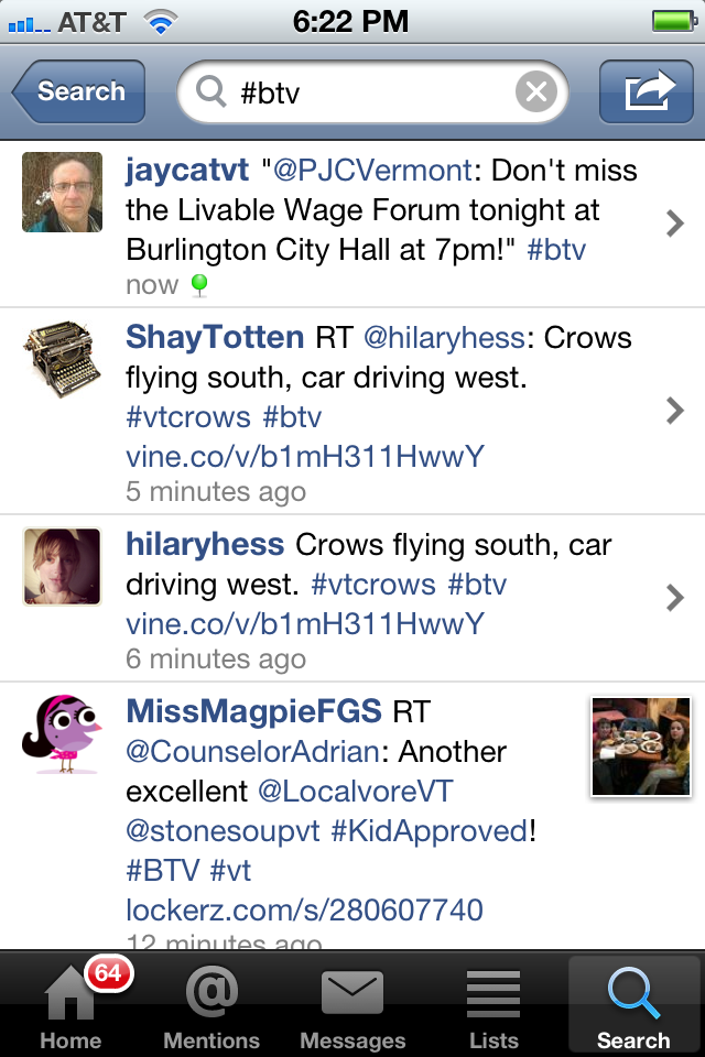 Tweets as displayed in the echophone interface, they take up different amounts of space depending on how long they are.