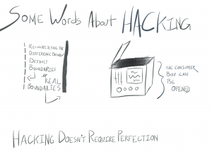 Recognize the difference between default boundaries and real boundaries. The consumer box can be opened. Hacking doesn't require perfection.