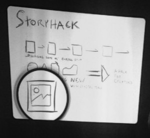 A version of the Storyhack image which is also below. It has no color yet.